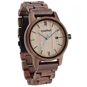 Treehut Odyssey Cathaya Walnut  Blue Men's Watch Brown Wood